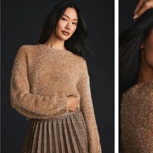 Anthropologie Maeve Tinsel Eyelash Sweater